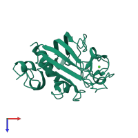 Monomeric assembly 2 of PDB entry 1z3s coloured by chemically distinct molecules, top view.