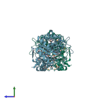 PDB entry 1z44 coloured by chain, side view.