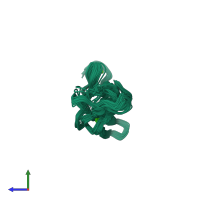 PDB entry 1z6c coloured by chain, ensemble of 20 models, side view.