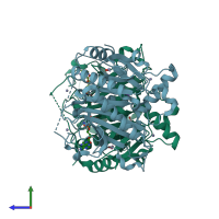 PDB entry 1z84 coloured by chain, side view.