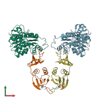 PDB entry 1za1 coloured by chain, front view.