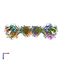 PDB entry 1za6 coloured by chain, top view.