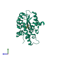 PDB entry 1zch coloured by chain, side view.