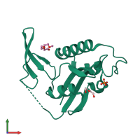 PDB entry 1zcn coloured by chain, front view.