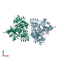 PDB entry 1zj9 coloured by chain, front view.