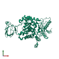 PDB entry 1zjh coloured by chain, front view.