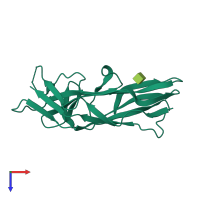 PDB entry 1zk5 coloured by chain, top view.