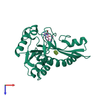 PDB entry 1zly coloured by chain, top view.