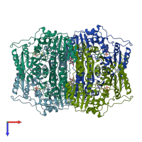 PDB entry 1zpd coloured by chain, top view.