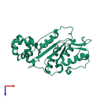 PDB entry 1zqw coloured by chain, top view.