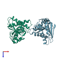 PDB entry 1zr5 coloured by chain, top view.