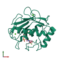 PDB entry 1zs0 coloured by chain, front view.