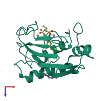 PDB entry 1zs0 coloured by chain, top view.