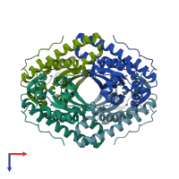 PDB entry 1zte coloured by chain, top view.