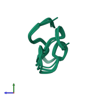 PDB entry 1ztn coloured by chain, ensemble of 8 models, side view.