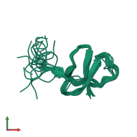 PDB entry 1zuf coloured by chain, ensemble of 20 models, front view.