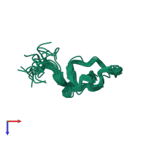 PDB entry 1zuf coloured by chain, ensemble of 20 models, top view.