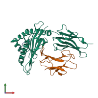 Hetero trimeric assembly 2 of PDB entry 1zvs coloured by chemically distinct molecules, front view.