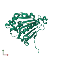 PDB entry 1zwh coloured by chain, front view.