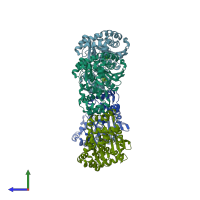 PDB entry 1zxy coloured by chain, side view.