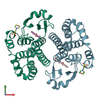 PDB entry 20gs coloured by chain, front view.