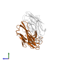 Ig gamma-1 chain C region, membrane-bound form in PDB entry 25c8, assembly 1, side view.