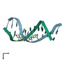 PDB entry 296d coloured by chain, top view.