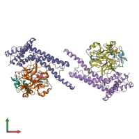 PDB entry 2a1d coloured by chain, front view.