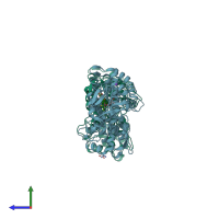 PDB entry 2a1n coloured by chain, side view.