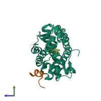 PDB entry 2a3i coloured by chain, side view.