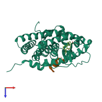 PDB entry 2a3i coloured by chain, top view.