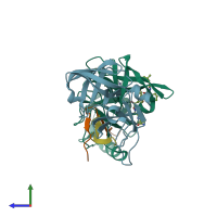 PDB entry 2a4g coloured by chain, side view.