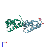 PDB entry 2a6c coloured by chain, top view.