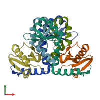 PDB entry 2a6q coloured by chain, front view.