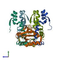 PDB entry 2a6q coloured by chain, side view.