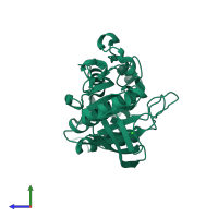 PDB entry 2a8b coloured by chain, side view.