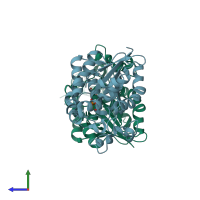 PDB entry 2a9j coloured by chain, side view.