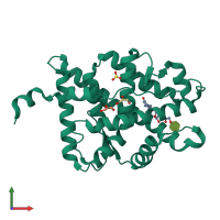 PDB entry 2aa2 coloured by chain, front view.