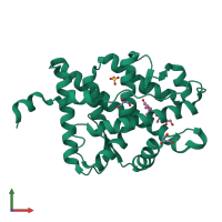 Monomeric assembly 1 of PDB entry 2aa7 coloured by chemically distinct molecules, front view.