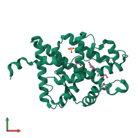 PDB entry 2aa7 coloured by chain, front view.