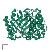 Homo trimeric assembly 2 of PDB entry 2aal coloured by chemically distinct molecules, top view.
