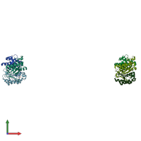 PDB entry 2aal coloured by chain, front view.