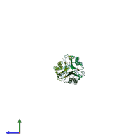 PDB entry 2aal coloured by chain, side view.