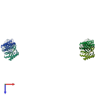 PDB entry 2aal coloured by chain, top view.