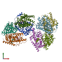 PDB entry 2acl coloured by chain, front view.