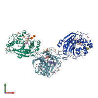 PDB entry 2ae7 coloured by chain, front view.