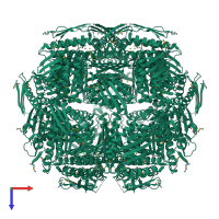 Homo 24-meric assembly 1 of PDB entry 2ae8 coloured by chemically distinct molecules, top view.