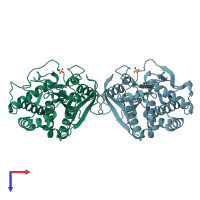 PDB entry 2afm coloured by chain, top view.