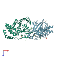 PDB entry 2ahs coloured by chain, top view.