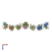 PDB entry 2ai0 coloured by chain, top view.